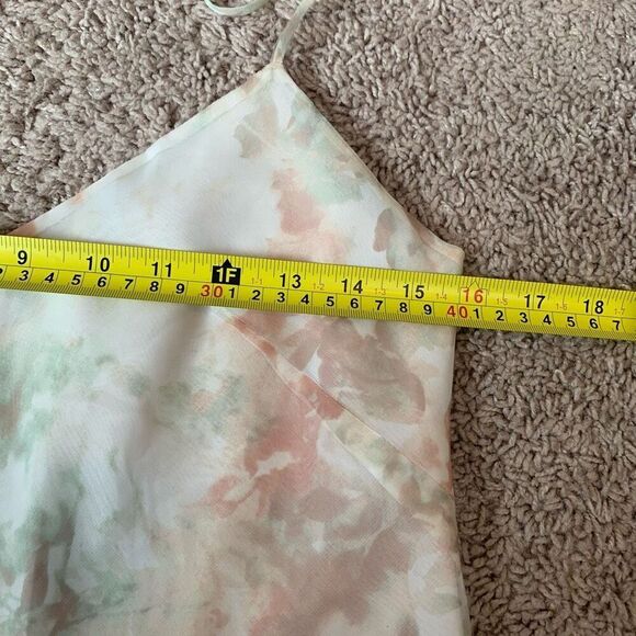 Jenny Yoo White Green Pink Cropped Tank Top Floral 0 Chiffon Abstract - Picture 7 of 8